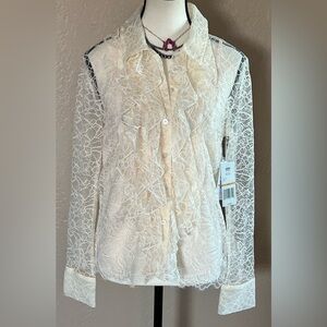 Robert Rodriguez Lace Victorian Button Down Blouse
